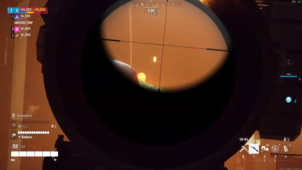 The Finals Cheats sniper scope view with enemy ESP highlight